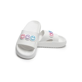Living Royal Women's Pool Slides, Non-Slip Beach and Pool Shoes, 100% EVA, Star Smile Design, Medium Size