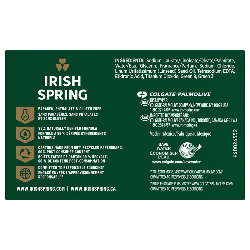Irish Spring Deodorant Soap Bars Original, 3 Count