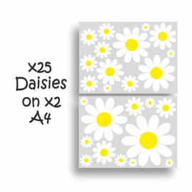 x25 Daisy Flower Stickers Wheelie Bin Decal Dustbin Graphics DIY High tack Peel & Stick Perfect for Car, Toy Box & Other Home Projects. Childrens Gift Idea from LaoGraphics®