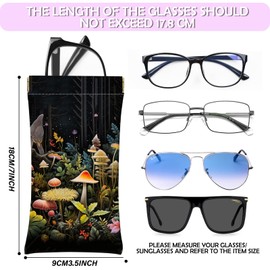 Zewurtuw 2 PCS Glasses Sunglasses Eyeglass Case Pouch Soft PU Leather with Cleaning Cloth Cute Aesthetic for Women Girls Men (B14-Mushroom)