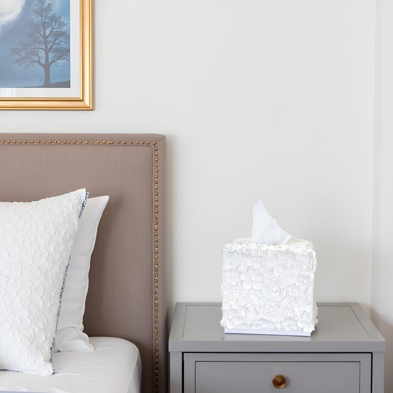 Huitony Square Tissue Box Cover Decorative Kleenex Box Holder for