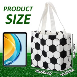 SilTriangle 12 Pcs Soccer Bag Soccer Canvas Tote Bag Kids Tote Double Sided Beach Handbag with Handles for Sports Party Favor Travel Shopping Birthday Community Events