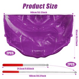2pcs Semicircle Worship Flag, 55.1x36.2 Inch Dance Flags with 2 Telescopic Rods Shiny Praise Flag Smooth Worship Banner Metallic Sheen Praise Flag for Dance Church (Purple)