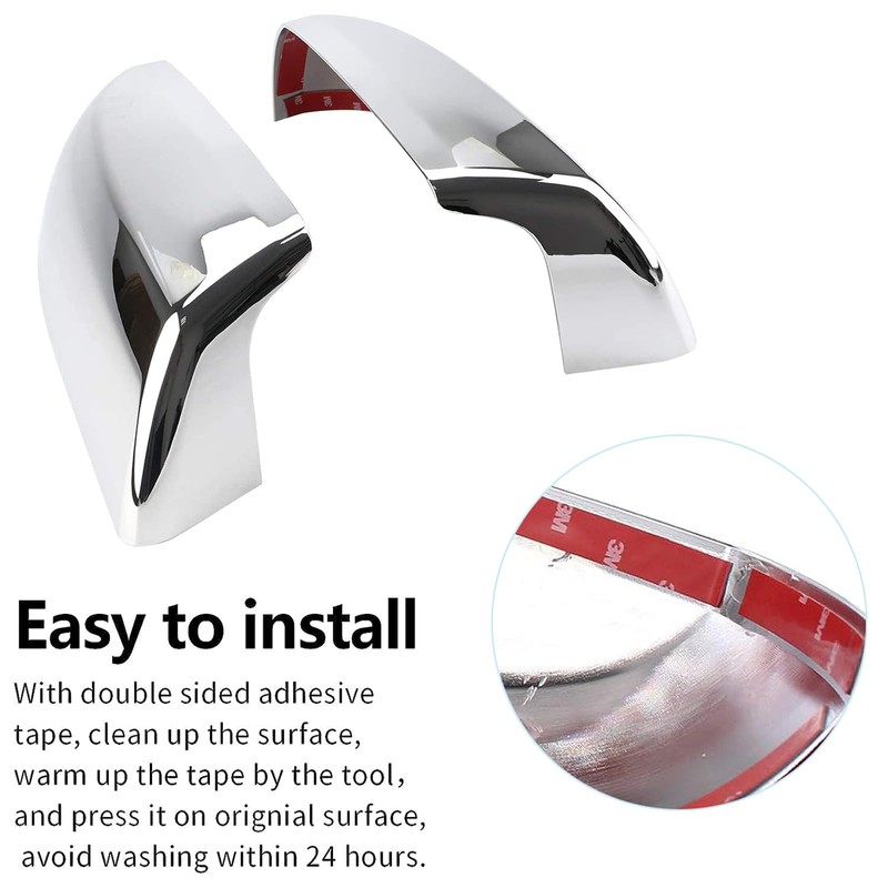 AUCERAMIC Chrome Mirror Covers Caps Fit for 2007-2019 Toyota Tundra