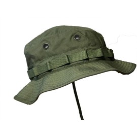 Military Boonie Hat, Solid Patterns, Adjustable Chin Strap, Wide Brim Sun Protection (US, Numeric, 7 3/4, Olive Drab (Green))