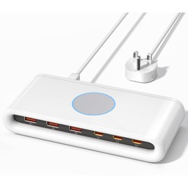 VPSUN USB Charging Station 6 Port,Multiport Charger Block,40W USB-C Charge Power for Phone,Tablet,and more