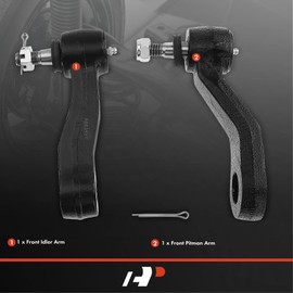 A-Premium Set of 2, Front Idler Arm, Pitman Arm, Compatible with Chevy Silverado Series 99-10, Suburban 2500 00-12, Avalanche 2500 02-06, GMC Sierra Series 99-10, Yukon XL 2500 01-12, Hummer H2 03-09