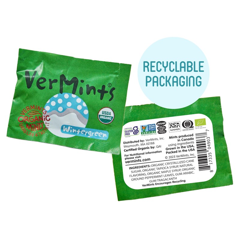 VerMints Organic Breath Mints – Travel Size Peppermints, Ginger Mints,