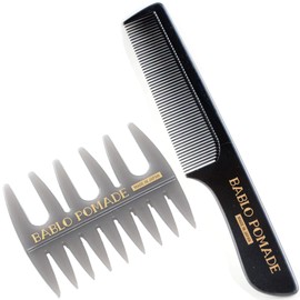 Bablo Pomade Mesh Comb (Gray) & Black Comb Comb Set of 2 Men Styling