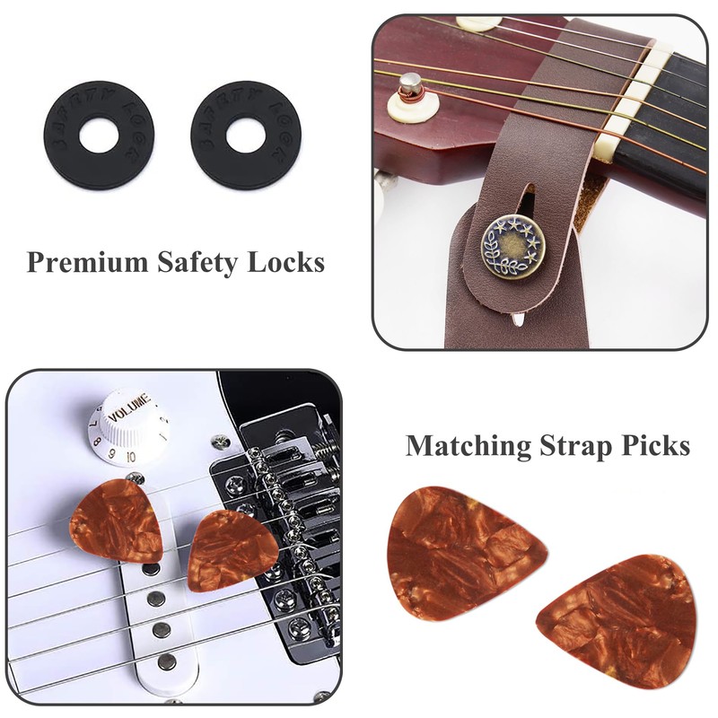 Haecsfl Adjustable Guitar Strap Includes 2 Strap Locks & 2