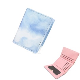 AdiStylinno Woman Wallets, Exquisite Tie-Dye Leather Trifold Card Wallets Large Capacity Multifunction RFID Blocking Wallet Slim with Snap for Storing Cash Credit Card (Tri-fold, Light Blue)
