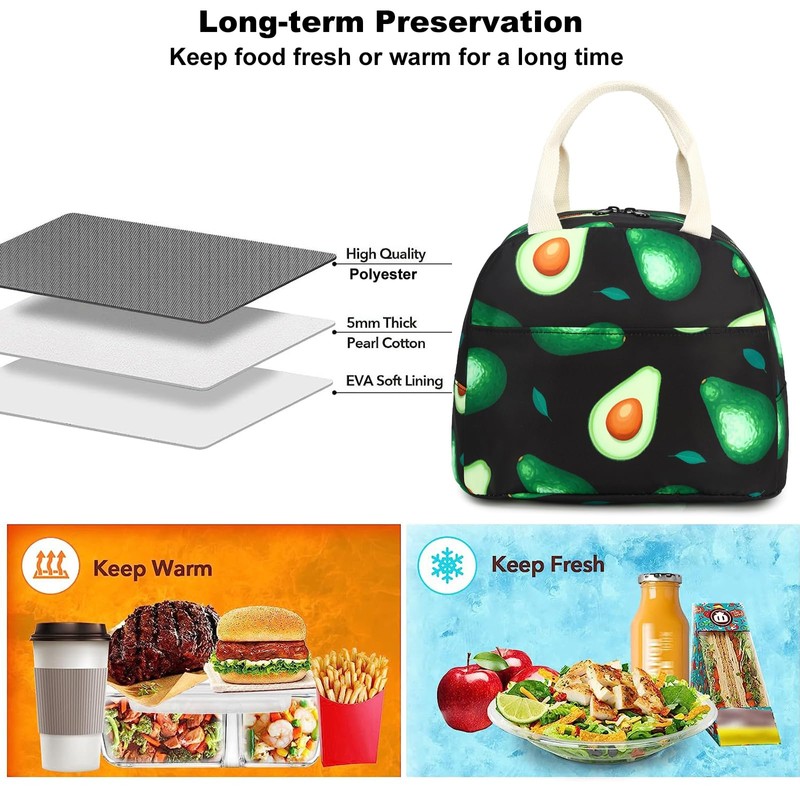 Lunch Bag for Girls Women, Reusable Insulated Lunch Tote Lunch