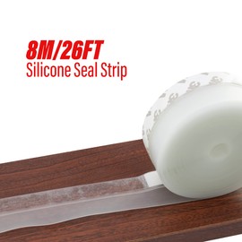 TradeGear 26ft - 45mm Silicone Seal Strip w/Ultra-Strong Adhesive Sticker – Transparent Weather Stripping Anti-Collision Tape for Door & Window Gap Sealing