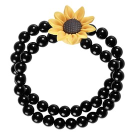 Widmann 12468 Women's Black and Yellow Sunflower Pearl Bracelet
