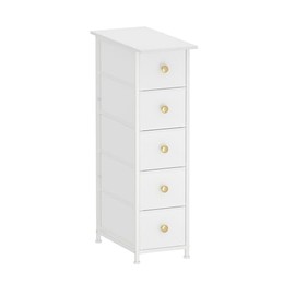 lurcns Narrow Dresser Tall Skinny Storage Tower Vertical Slim Chest of Drawers Small Nightstand Side Table for Bedroom, Bathroom, Small Spaces(White, 5 Drawers)