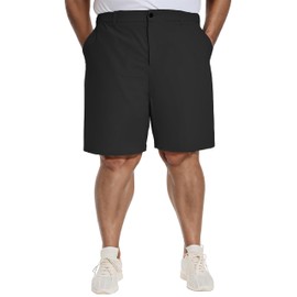 PULI Mens Big and Tall Relaxed Fit Quick Dry Work Shorts 10 Inch Inseam Stretch Casual Dress Shorts Black 44