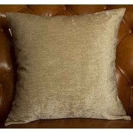 TangDepot Handmade Solid Heavy Chenille Decorative Throw Pillow Covers, Pillow Shams, Square Pillow Covers, Cushion Covers, Pillowcase - (22"x22", Champagne)