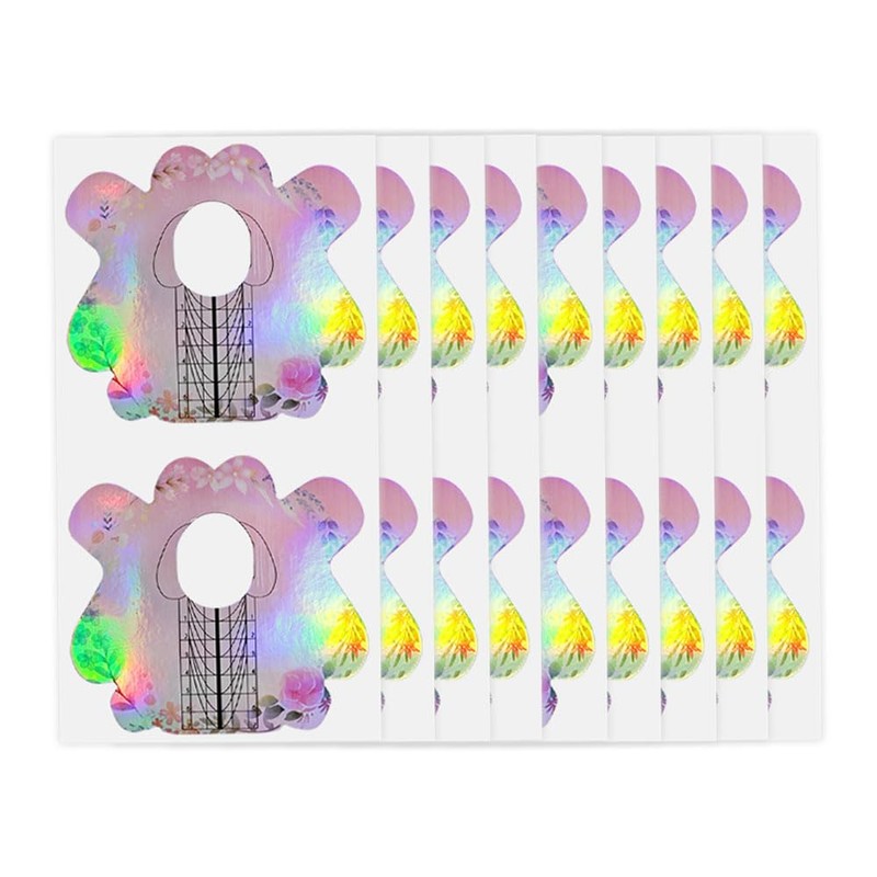 BeautyLeader 100PCS Nail Form Laser Pink Acrylic Nail Extension Sticker,