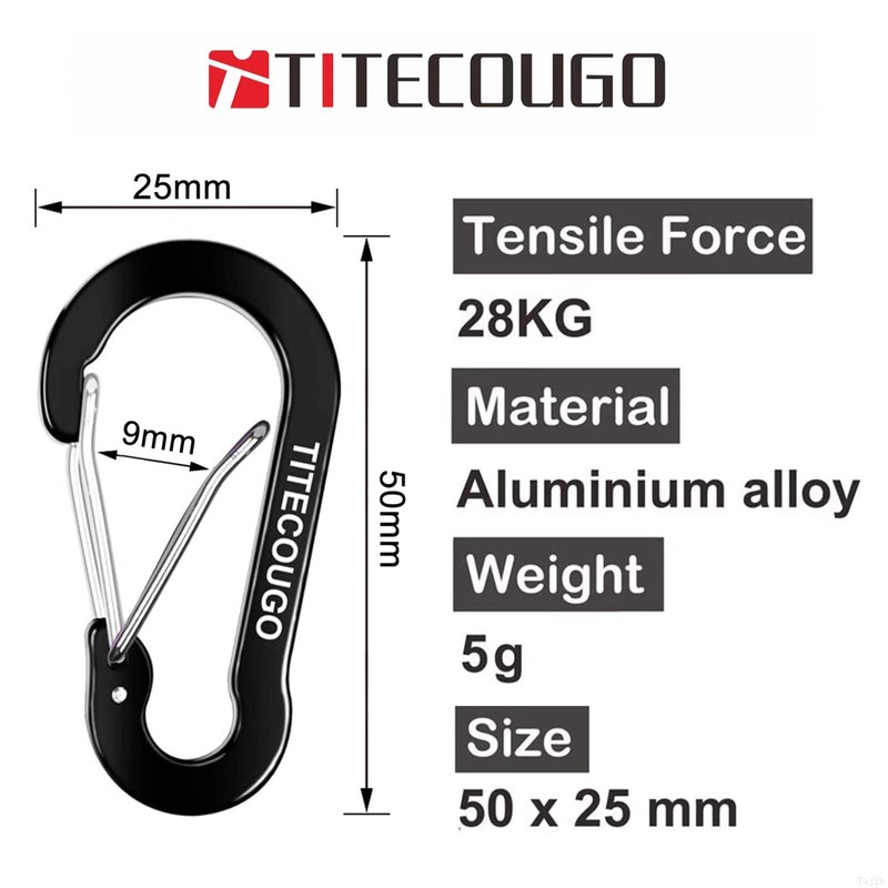 TITECOUGO Carabiner Keychain,Aluminum D-ring Locking Carabine D-Shape Lock Snap Backpack