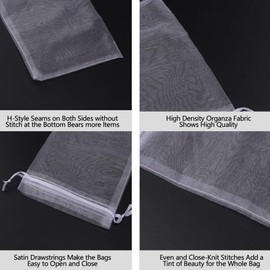 100 Piezas Bolsas de Organza, Pequeñas Bolsas de Regalo de Malla, Organza Bolsas de Regalo para Joyas, Bolsas de Regalo de Boda con Cordón, 10×16 CM Bolsa de Regalo con Cordón