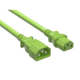 Cable Leader 14 AWG 3 ft Extension Power Cable IEC320 C13 to IEC320 C14, 15 Amp, 250 Volt Green Computer, PDU, UPS, Power Extension Power Cord