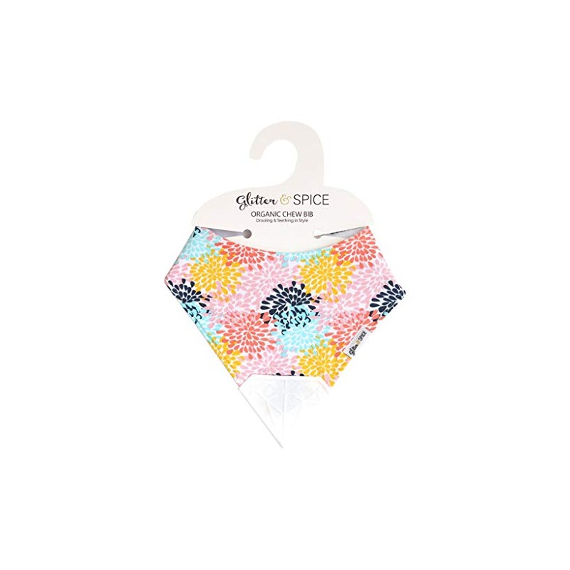 Glitter and Spice Organic Chew Bib, Chrysanthemums