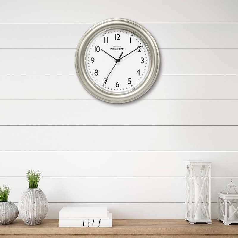Presentime & Co. 8.5" Modern Farmhouse Essential Wall Clock, Silent