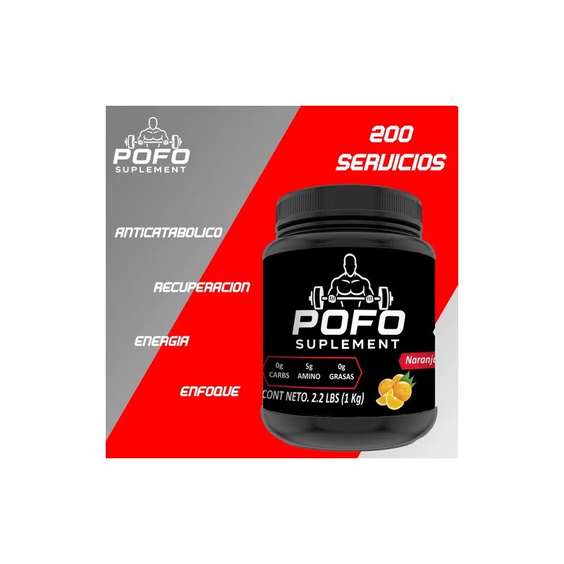 Aminoácidos Suplemento En Polvo Pofo Suplements 1kg 200servi