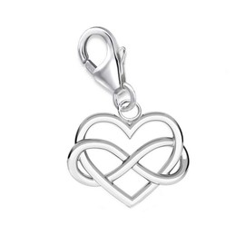 Goldene Hufeisen Infinity Heart Charm 925 Sterling Silver Pendant for Women Girls Gift Idea, Sterling Silver Cubic Zirconia, No Gemstone