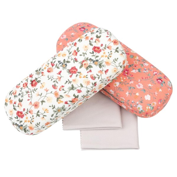 GOTRUST 2 Pack Sunglasses Case, Retro Flower Spectacle Cases, Portable