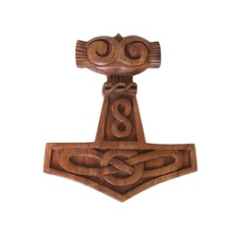 Hammer Celtic Knot Hand Carved Wooden Wall Art-Viking