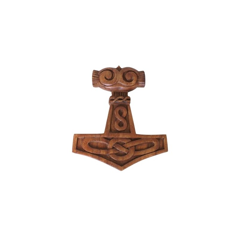 Hammer Celtic Knot Hand Carved Wooden Wall Art-Viking