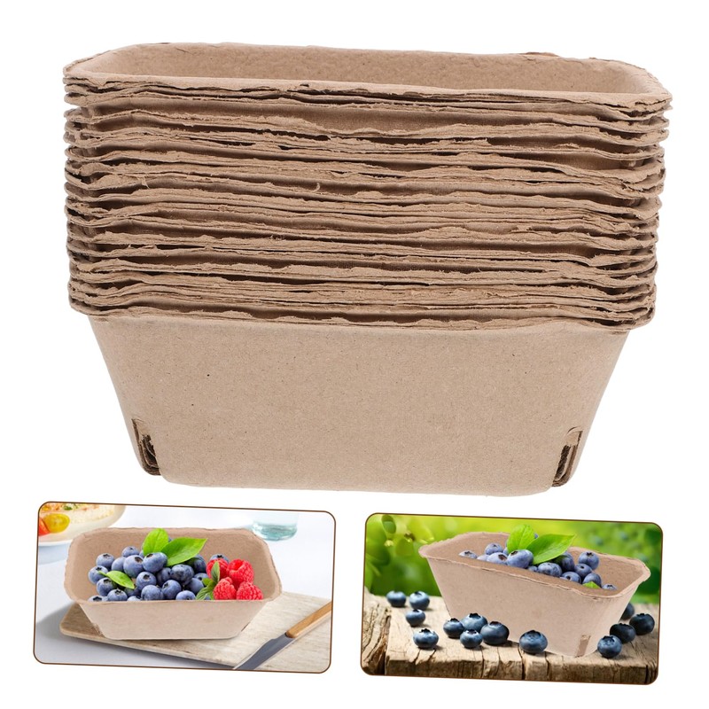 AUTSUPPL Pack of 20 Cardboard Berry Baskets Made of Pulp
