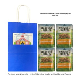 Big Top Deals USA Blue Paper Bag with Harvest Snaps Veggie Chips Mango Chile Lime (3oz Bags) – 4-Pack Custom Bundle