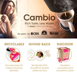 Cambio Roasters® Donut Coffee Pods Donut K Cups For Keurig, Recyclable Donut Blend K Cups 34% More Flavor Low Acid Light Roast, 10 Count, KCup Compatible, 100% Arabica Beans