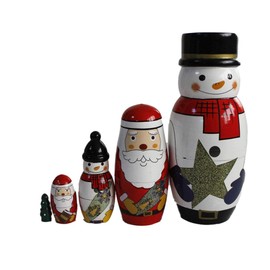 Oostifun Colourful Wooden Nesting Doll Kits Christmas Decoration (Santa and Snowman)
