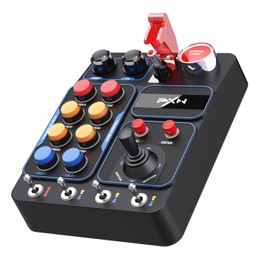 PXN Farm Simulation Controller - CB1 Sim Racing Button Box for Sim Wheel and Racing Wheel, with Adjustable Clamp and Spinner Knob, APP, for American Truck and Farm Simulation Gaming for PC Only