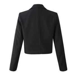 Beninos Womens Long Sleeve Open Front Cropped Blazer Jacket (806 Black, XL)