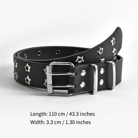 Sup-Coente Goth Belt Punk Y2k Studded Leather Belt Black Gothic Star Steampunk Grommet Grunge Waist Belts