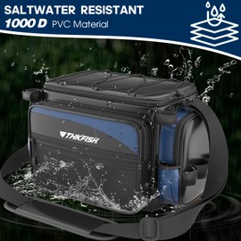 THKFISH Waterproof Fishing Tackle Bags, Saltwater Resistant Large Fishing Tackle Bag, 1000D PVC Waterproof Fishing Gear Storage Store 3600 3700 Trays
