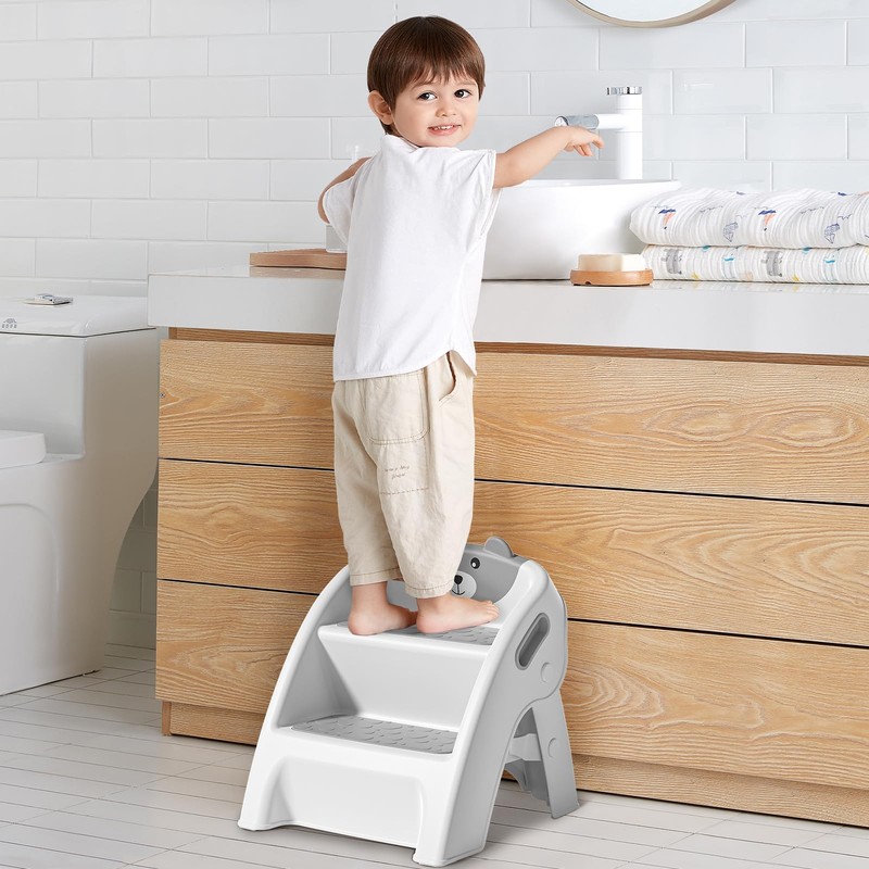 Folding Kids Step Stool for Bathroom and Potty Training,Anti-Slip, Anti-Tip