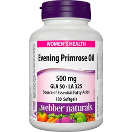 Webber Naturals Evening Primrose Oil 500 mg, 180 Softgels, Source of Omega-6 Essential Fatty Acids