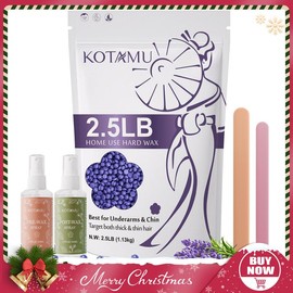 KOTAMU Waxing Beads for Women & Men, 2.5lb Hard Wax Beads for Hair Removal, Aloe Vera Wax Beans Bulk with 30 Wax Sticks Suitable for Sensitive Skin,Arm,Leg,Thick,Stubborn Hair,Home & Salon Waxing - net weight: Purple