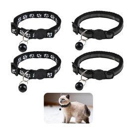 4PCS Cat Collars Quick Release, Reflective Design Adjustable Cat Collars Cat Collars with Bell and Safety Release Safety Buckle Nylon Collar Adjustable 19-32 CM Cat Collar Fit All Domestic Cats