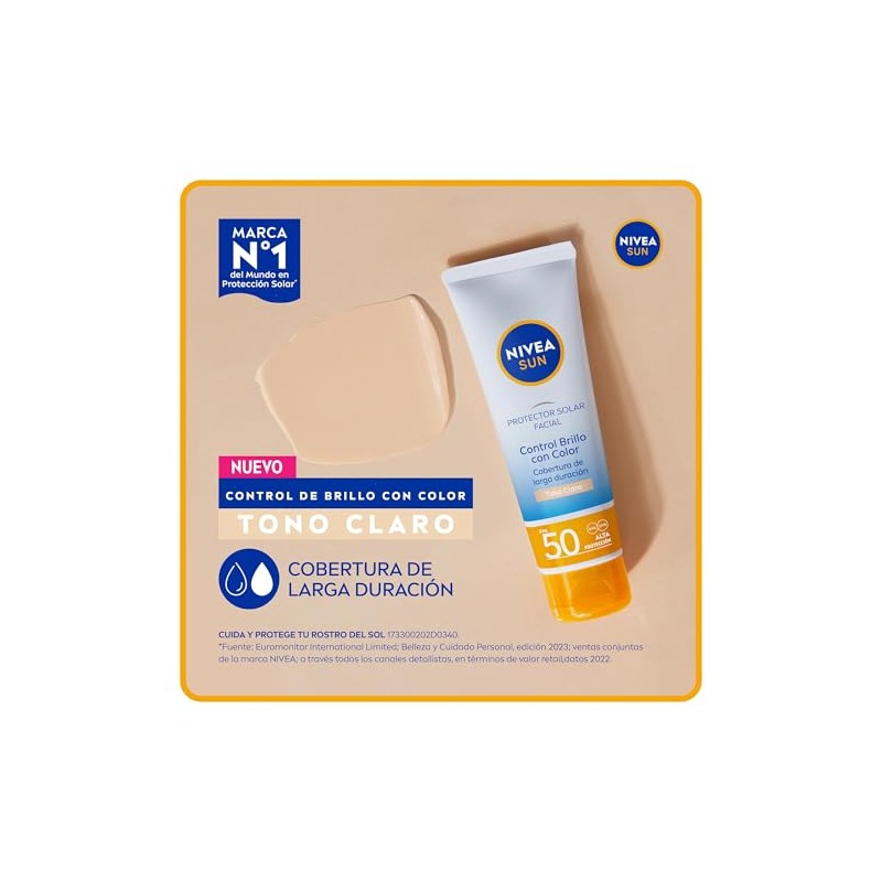 Protector Solar Facial NIVEA SUN Control Brillo Tono Claro, Cobertura