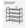 SONGMICS Stackable Shoe Rack, 4 Tier Metal Shoes Rack Storage
