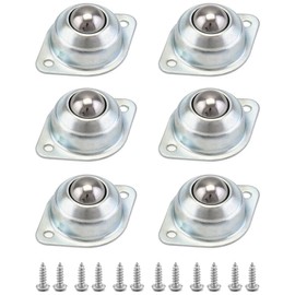 QWORK 6 Pcs Ball Castors Carbon Steel Ball Transfer with 12 Screws for Furniture Runners Conveyor Castors Wheelchairs