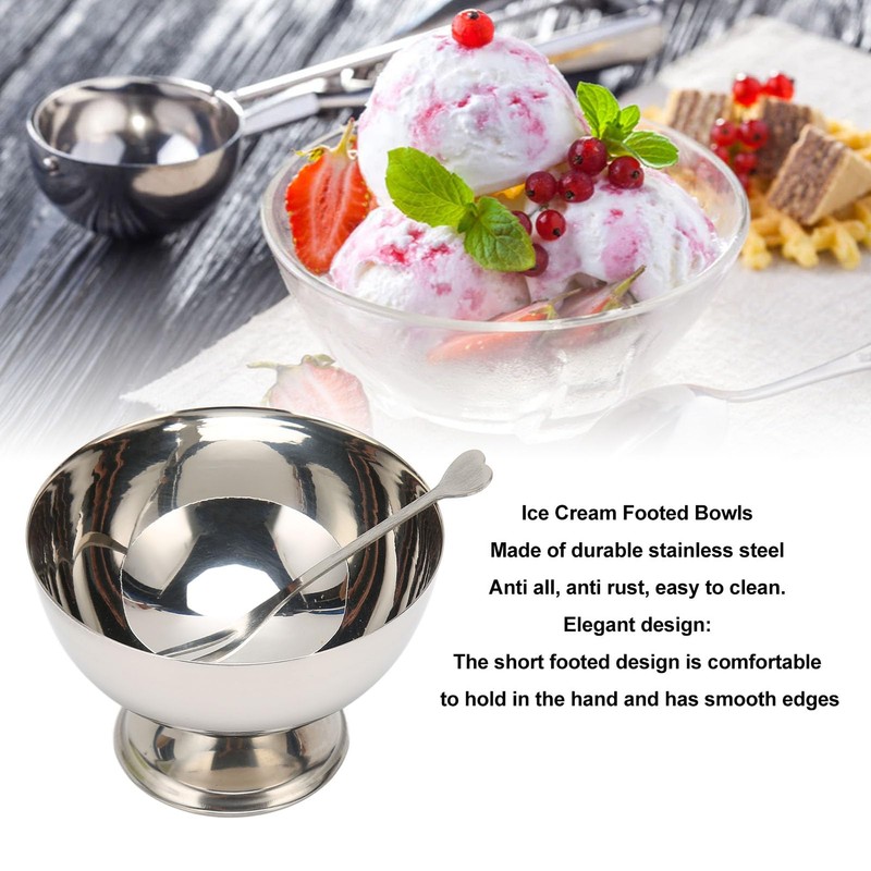 Reusable Stainless Steel Dessert Cups Set for Ice Cream Sundae,