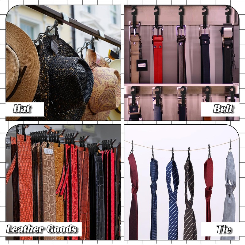 Geelin 100 Pack Belt Hanger Black Plastic Belt Hangers, Tie