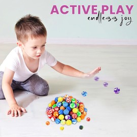 HiFEN® Colorful Rubber Bouncy Balls Assorted Designed Party Bag Fillers & Stocking Favor High Bouncing Jet Ball For Kids